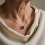 Ametüst Bezel Ripats Kaelakee | Roosa kuld